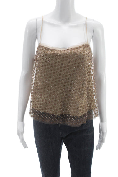 Vince Womens Tank Scoop Neck Beige Polyester Sleeveless Size 8