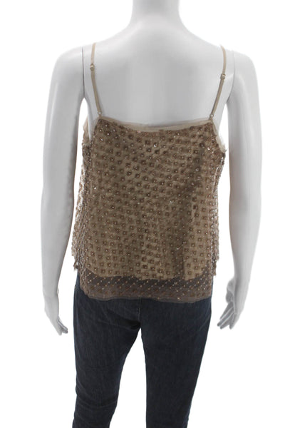 Vince Womens Tank Scoop Neck Beige Polyester Sleeveless Size 8