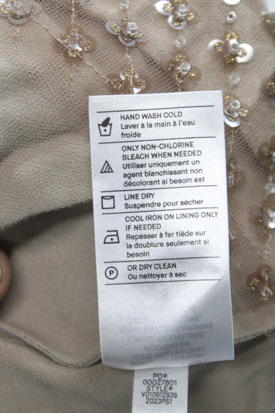 Vince Womens Tank Scoop Neck Beige Polyester Sleeveless Size 8