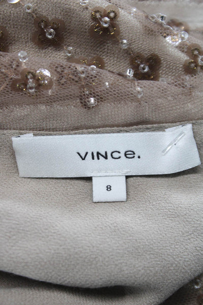 Vince Womens Tank Scoop Neck Beige Polyester Sleeveless Size 8