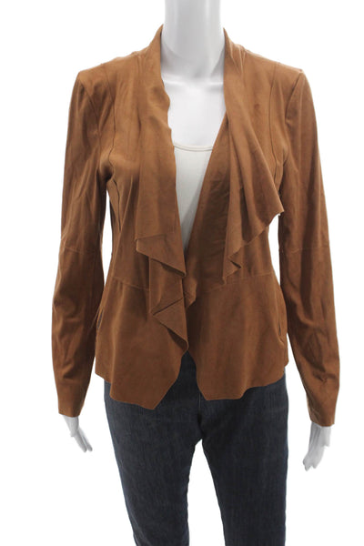 Bagatelle Womens Basic Jacket Brown Faux Suede Long Sleeve Size M