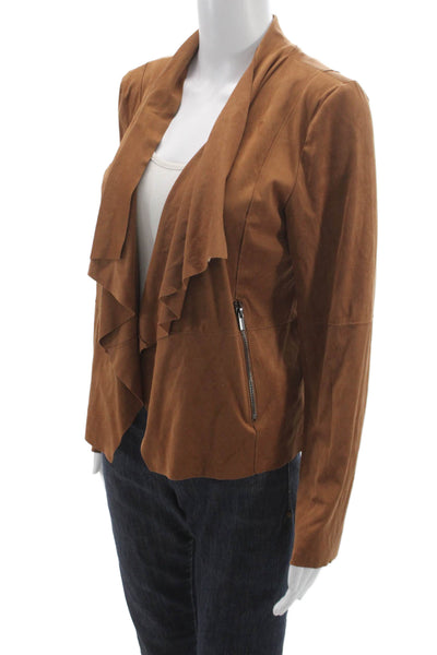 Bagatelle Womens Basic Jacket Brown Faux Suede Long Sleeve Size M