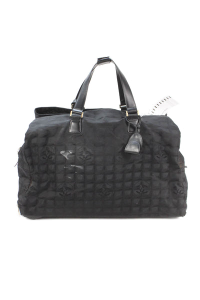 Chanel Top Handle Zip Closure Wheels Luggage Bag Black