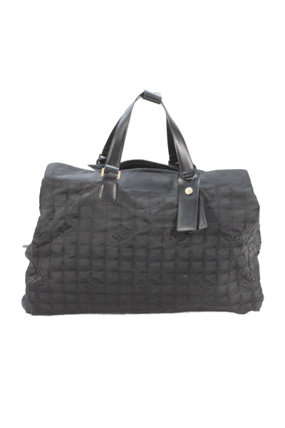 Chanel Top Handle Zip Closure Wheels Luggage Bag Black