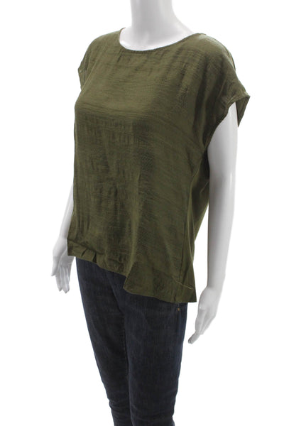 Vince Camuto Women Green Viscose Boat Neck Short Sleeve Blouse Pullover Size M