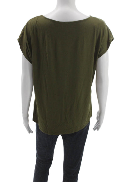 Vince Camuto Women Green Viscose Boat Neck Short Sleeve Blouse Pullover Size M