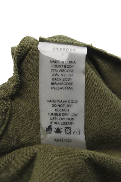 Vince Camuto Women Green Viscose Boat Neck Short Sleeve Blouse Pullover Size M