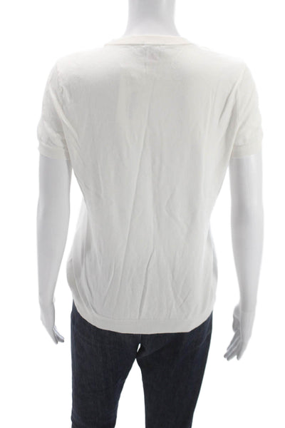 Vince Camuto Women Floral Crewneck Pullover White Short Sleeve Nylon Size M