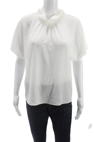 Vince Camuto Womens Basic White Cowl Neck Short Sleeve Blouse Size M