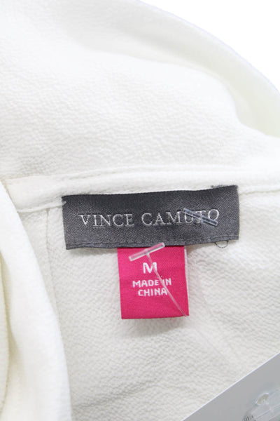 Vince Camuto Womens Basic White Cowl Neck Short Sleeve Blouse Size M