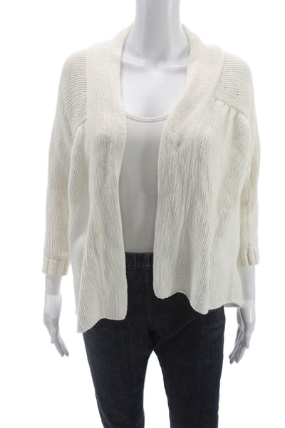 Vince Womens Ivory Collared Cardigan 3/4 Sleeve Size M