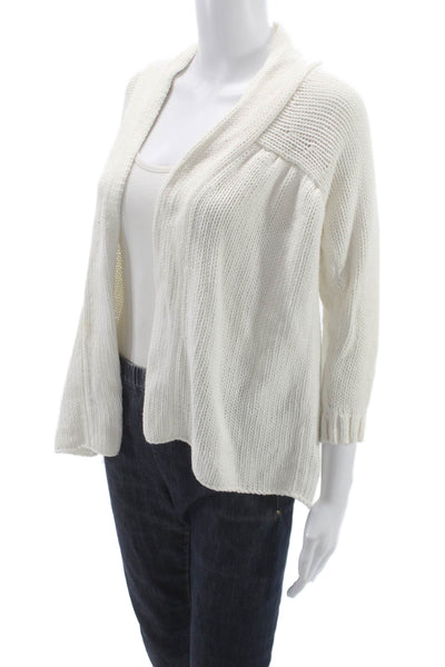 Vince Womens Ivory Collared Cardigan 3/4 Sleeve Size M