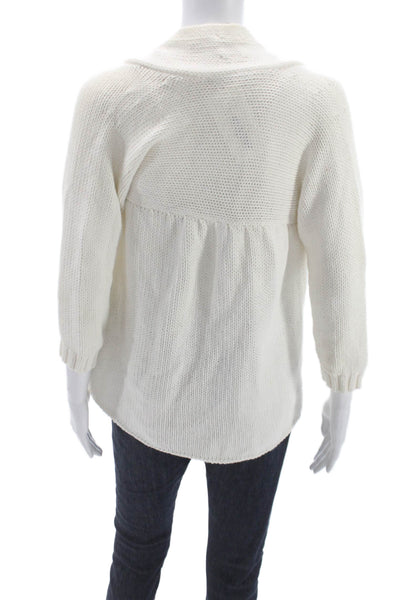 Vince Womens Ivory Collared Cardigan 3/4 Sleeve Size M