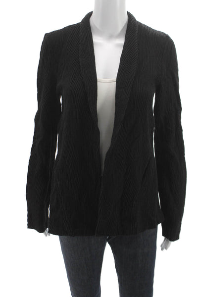 Eileen Fisher Womens Collared Black Cardigan Long Sleeve Size S