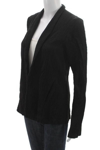 Eileen Fisher Womens Collared Black Cardigan Long Sleeve Size S