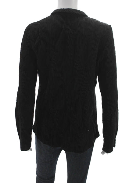 Eileen Fisher Womens Collared Black Cardigan Long Sleeve Size S