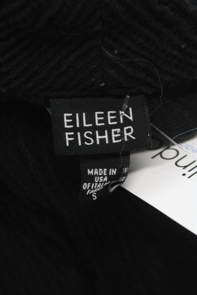 Eileen Fisher Womens Collared Black Cardigan Long Sleeve Size S