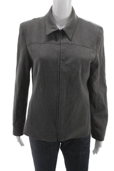 Nordstrom Women Basic Jacket Gray Zip Long Sleeve Size 10
