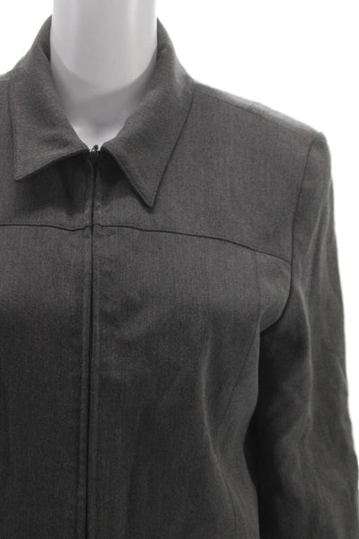 Nordstrom Women Basic Jacket Gray Zip Long Sleeve Size 10
