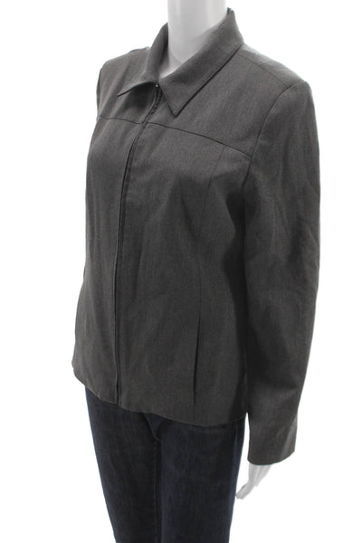 Nordstrom Women Basic Jacket Gray Zip Long Sleeve Size 10
