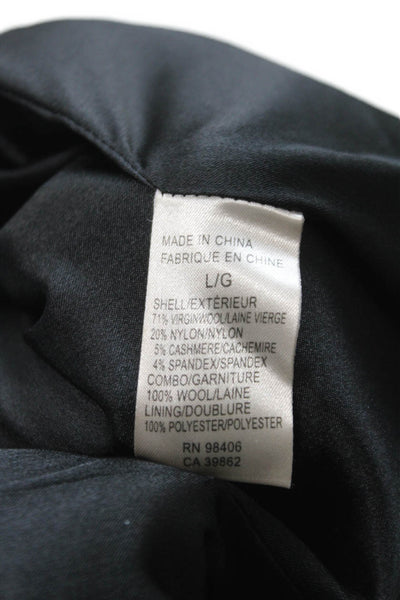 Theory Womens Black Wool Blend Pea Coat Button Long Sleeve Size L
