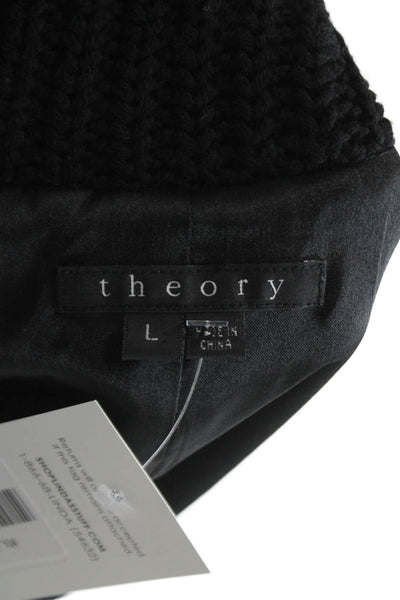 Theory Womens Black Wool Blend Pea Coat Button Long Sleeve Size L