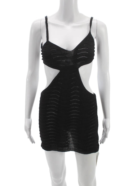 Nasty Gal Womens Black Geometric V-Neck Sleeveless Mini Dress Size 2