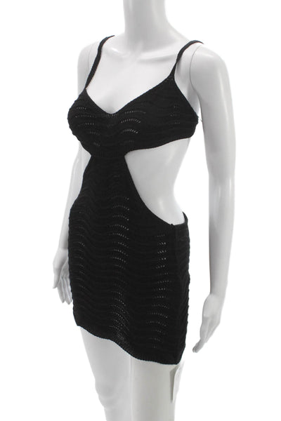 Nasty Gal Womens Black Geometric V-Neck Sleeveless Mini Dress Size 2