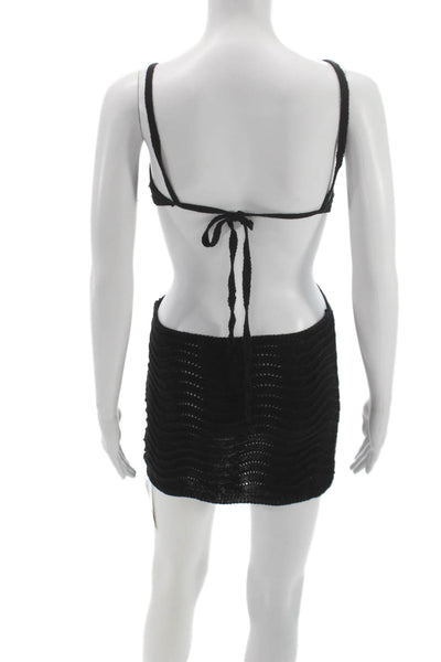 Nasty Gal Womens Black Geometric V-Neck Sleeveless Mini Dress Size 2