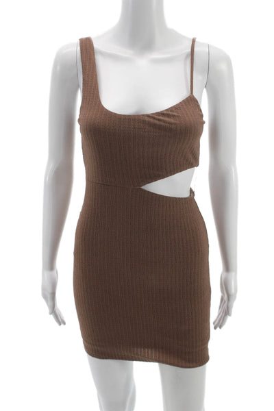 Sophie Rue Womens Bodycon One Shoulder Mini Dress Brown Size XS