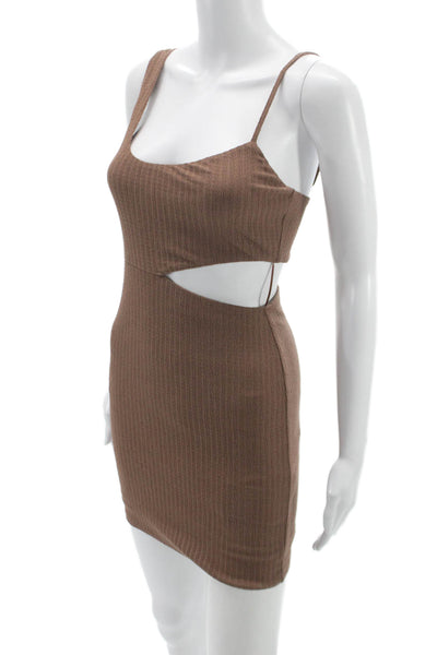 Sophie Rue Womens Bodycon One Shoulder Mini Dress Brown Size XS