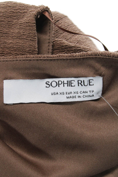 Sophie Rue Womens Bodycon One Shoulder Mini Dress Brown Size XS