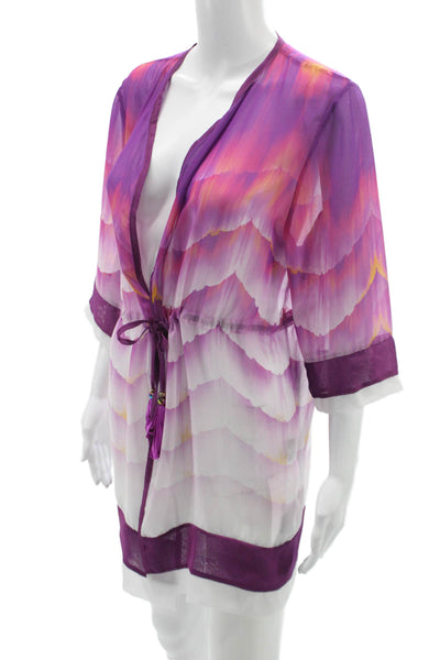Dolcessa Swimwear Womens Purple Ombré Polyester Blend Cover Up Size L