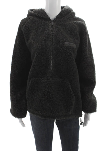 Essentials Unisex Adults Black Collared Zip Pullover Hoodie Polyester Size S