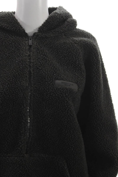 Essentials Unisex Adults Black Collared Zip Pullover Hoodie Polyester Size S