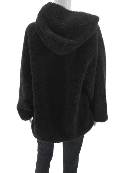 Essentials Unisex Adults Black Collared Zip Pullover Hoodie Polyester Size S