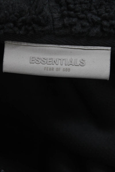 Essentials Unisex Adults Black Collared Zip Pullover Hoodie Polyester Size S