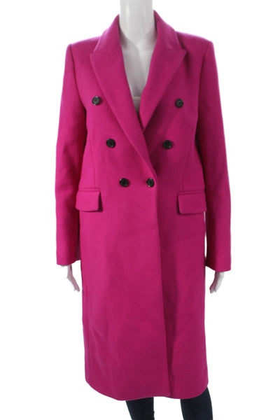 Zara Women Pink Wool Blend Overcoat Long Sleeve Button Size S
