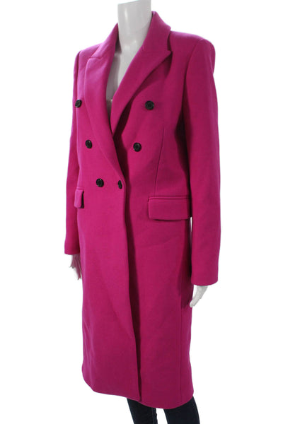 Zara Women Pink Wool Blend Overcoat Long Sleeve Button Size S