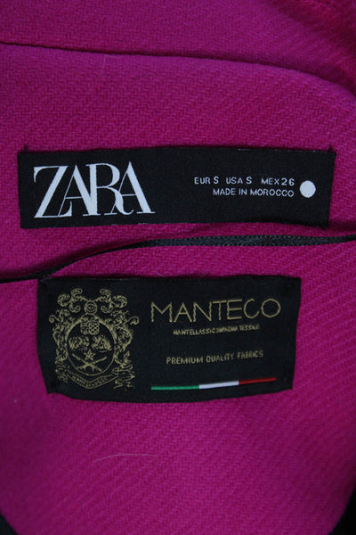 Zara Women Pink Wool Blend Overcoat Long Sleeve Button Size S