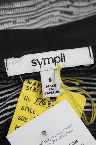 Sympli Womens Tunic 3/4 Sleeve Striped Round Neck Black Polyester Size S