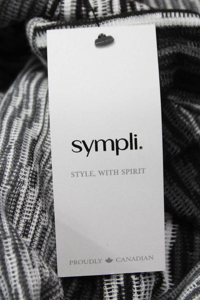 Sympli Womens Tunic 3/4 Sleeve Striped Round Neck Black Polyester Size S