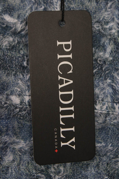 Picadilly Womens Blue Basic Jacket Check Collared Long Sleeve Size XS