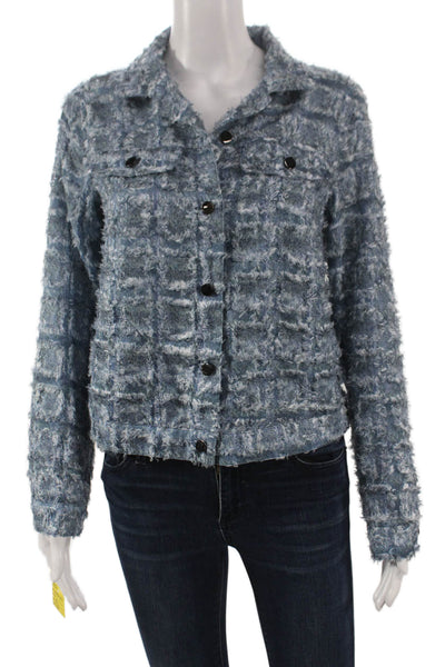 Picadilly Women Basic Jacket Blue Button Collared Polyester Long Sleeve Size L