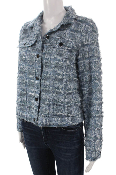 Picadilly Women Basic Jacket Blue Button Collared Polyester Long Sleeve Size L