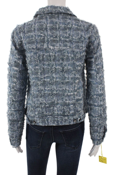 Picadilly Women Basic Jacket Blue Button Collared Polyester Long Sleeve Size L