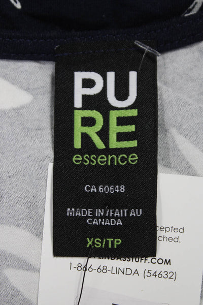 Pure Essence Womens Basic Floral Rayon V-Neck Sleeveless Blouse Blue Size XS