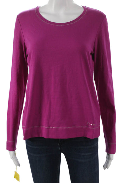 i'cona Women Basic Purple Long Sleeve Round Neck T-Shirt Size 8