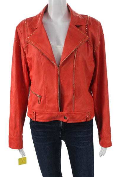 Insight Womens Red Biker Jacket Zip Polyester Long Sleeve Size 14