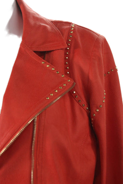 Insight Womens Red Biker Jacket Zip Polyester Long Sleeve Size 14